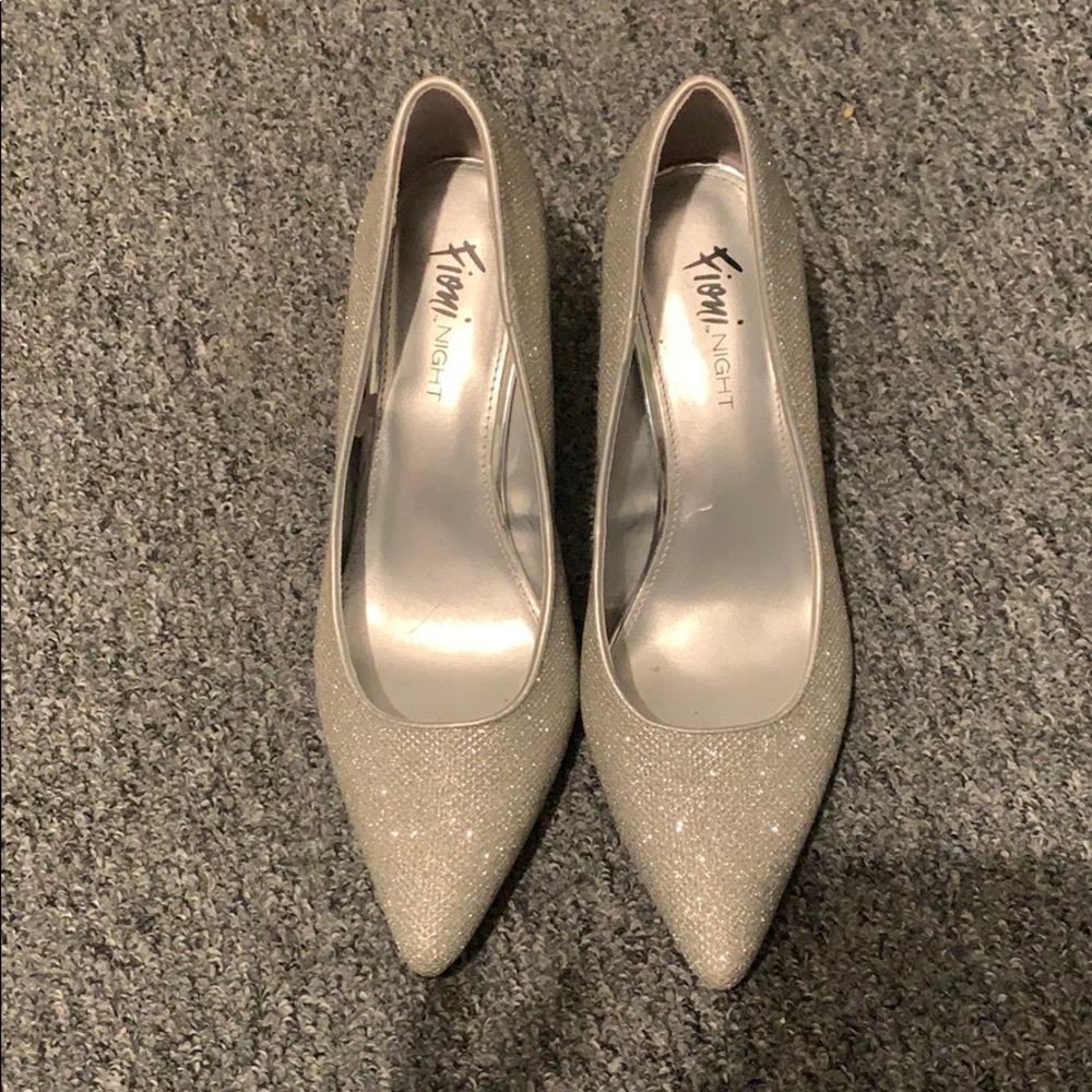 Silver, sparkly short heels